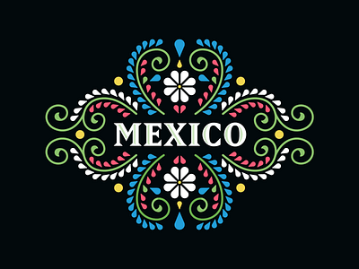 Mexican Folk Pattern black branding design floral folk icon illustration leaf logo mexican mexico ornament ornaments pattern simple spanish typogaphy vector