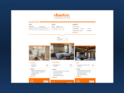 Charter: A Daily UI Project booking daily ui dailyui hotel ui us er interface