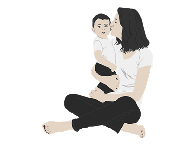 Woman Kissing Baby Flat Illustration 2d branding design flat graphic design illustration potrait vector