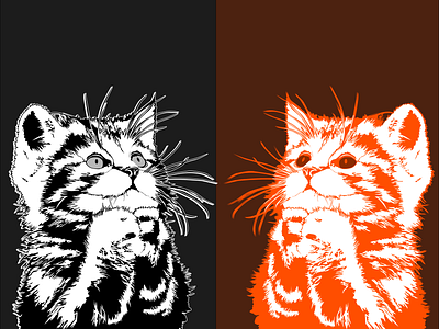 Black Cat and Orange Cat Vector Art