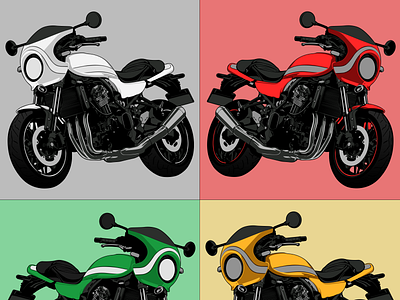 Cafe Race Motorcycles 2d design flat graphic design illustration vector