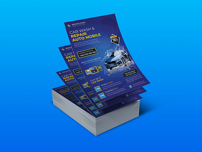 Car Wash & Repair Auto Mobile Flyer ads auto mobile banner brochure business flyer car car repair car wash corporate flyer creative creative flyer design flyer flyer design flyer template graphic design leaflet magazine poster wash