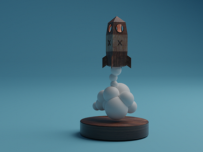 Rocket launch 3d blender blue illustration light rocket texture wood