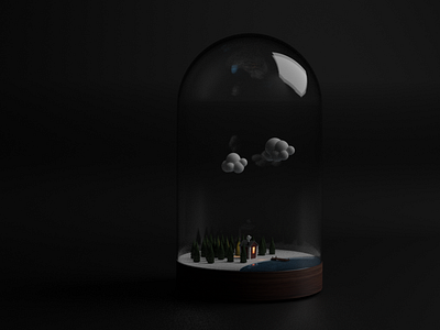 Glass dome house dark