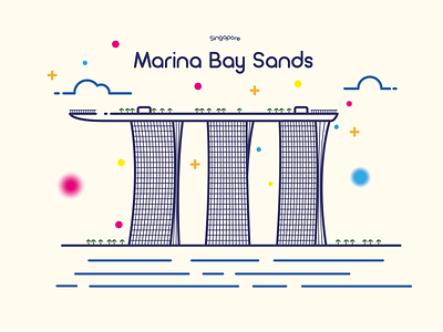 Marina Bay Sands - Line Art Illustration building building icon hotel illustration illustrator line art marina bay sands palmtree singapore ui icon