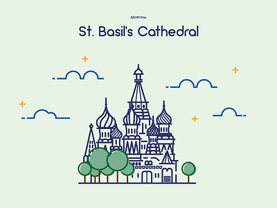 St. Basil S Cathedral building clouds illustration illustrator line icon lineart moscow st. basil s cathedral stars tourist attraction travel vector