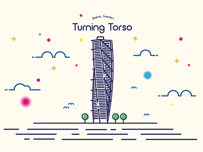 Turning Torso - Malmö Sweden architect building building icon design icon illustration illustrator lineart malmoo malmö santiago calatrava sweden travel turning torso ui vector