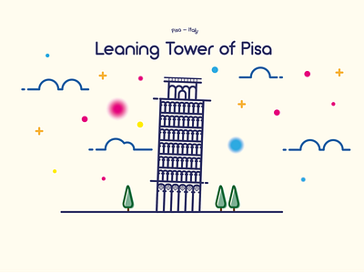 Leaning Tower Of Pisa 14th century architechture building building icon cloud design illustration illustrator leaning tower of pisa lineart pisa tower ui vector