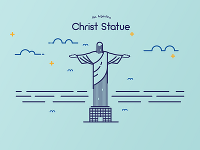 Christ Statue Rio bird building building icon christ cloud design icon illustration illustrator jesus lineart star stars statue ui vector