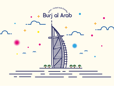 Burj-al-Arab illustration building building icon burj al arab cloud design icon illustration illustrator lineart stars ui vector