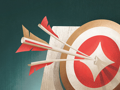 Paragon Target Illustration archery arrow bow bullseye feather geometrical grain hero illustration noise paragon split target texture