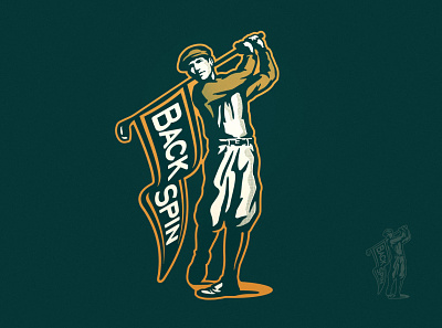 Backspin Golf Apparel apparel back brand branding classic clothes clothing face flag golf golfing illustration logo man spin sport sports vintage