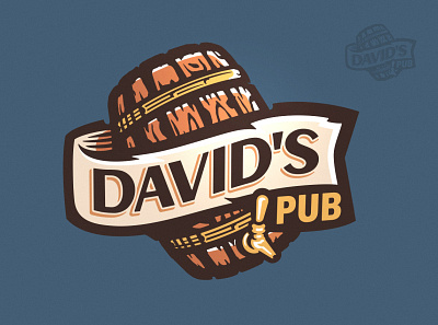 David's Pub Logo bar barrel beer brand branding brew brewery brewing can craft drink food illustration label logo pub restaurant scroll wine