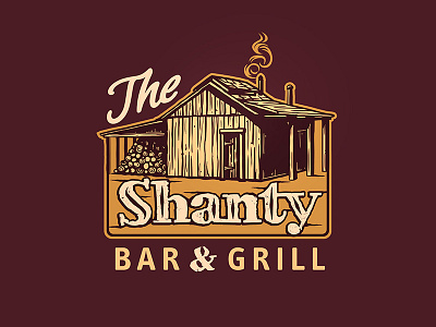 The Shanty Bar and Grill bar grill illustration logo restaurant shack shanty