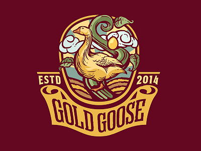 Gold Goose egg gold goose illustration label logo