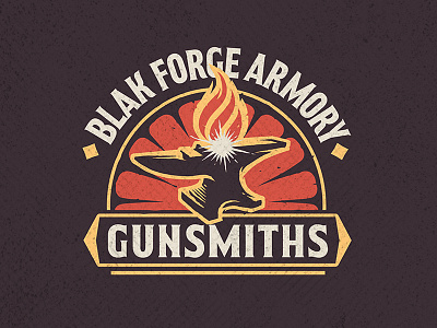 Blak Forge Armory anvil armory blacksmith forge gunsmith illustration logo