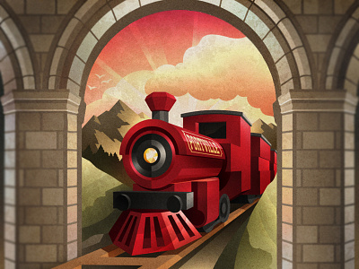 Train Illustration Preview color environment illustration mountain rail sky track train