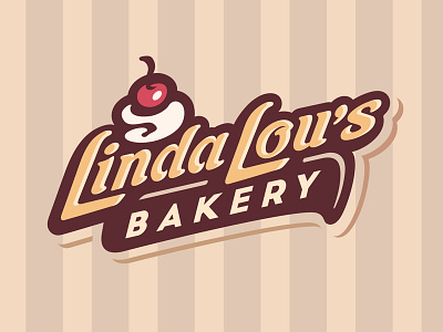 Linda Lou's Bakery Logo v2 bakery baking cake cherry cream food kitchen sweet tasty type