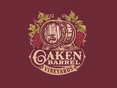 Oaken Barrel Vineyards barrel beer bottling cider grapes label leaf logo oak vineyard wine winery