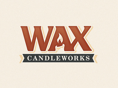 Wax Candleworks Logo brand candle fire flame light logo negative warm wax