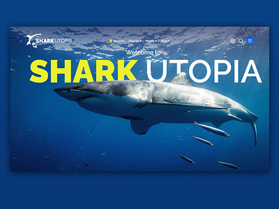 Header Website Design Shark Utopia 3d animation app branding clean cleandesign design designwebsite fyp graphic design header illustration logo manipulation nft shark sharks ui webdesign website