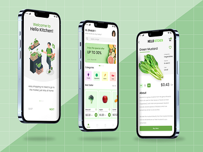 Hello Kitchen Apps Ecommerce app branding cleandesign design designapps ecommerce graphic design illustration inspiration inspirationdesign iphone logo mobile mobileapps ui uidesign ux vector vegetable webdesign