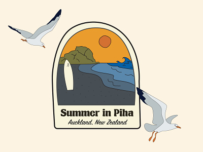 Summer in Piha auckland badge branding design fun newzealand piha summer