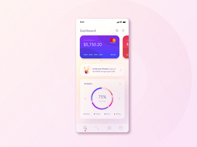 Wallet App using Glass Morphism app design interface product design ui ux