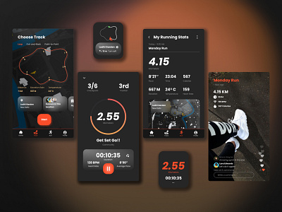 Running App app design fitness interface motivation product design running app ui ux
