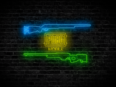 Custom NEON sign PUBG X M24 X AWM 3d design five gaming graphic design illustration neon neon sign