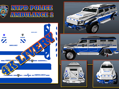 Custom NYPD Ambulance livery, FiveM 3d discord fivem graphic design gta logo roleplay rp