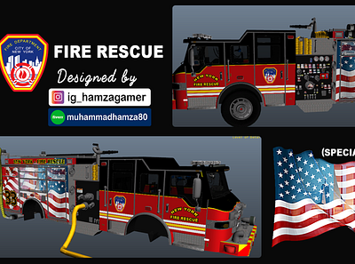 Custom Designed livery for Fire Rescue van design fivem gaming graphic design illustration