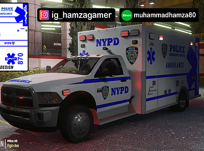 Custom NYPD Ambulance design fivem gaming graphic design illustration