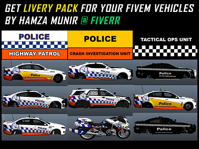 Get Livery pack for your fivem server vehicles. design fivem gaming graphic design gta gtaonline gtaroleplay gtarp