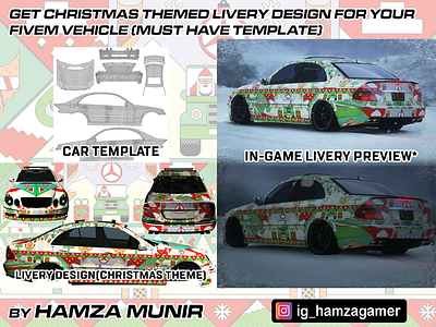 CUSTOM CHRISTMAS THEMED LIVERY FOR FIVEM/ GTA V CAR. design fivem gaming graphic design gta gtaonline gtaroleplay