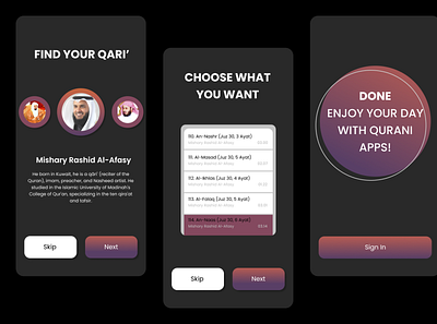 Simple Qur'an Playlist Dark Mode app dark mode mobile playlist quran