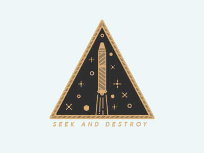 Seek And Destroy branding illustration logo missiles pins space