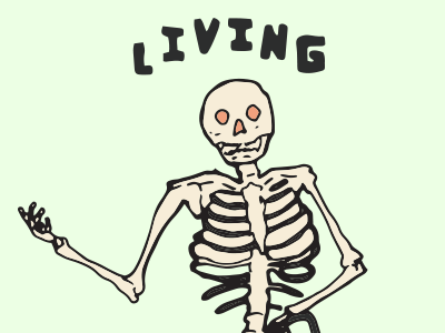 Living Man branding illustration ink skeleton typography