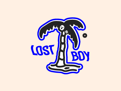 Lost Boy adobe icon illustration label skull sticker tree tropical type warp