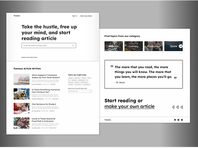 Triostra - Article Web Design article branding categories clean design guide guiding lines layout logo medium news quote simple tags ui ux web web design white writing