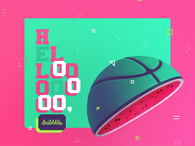 Hellooo Dribbble! basketball dribbble hello watermelon welcome