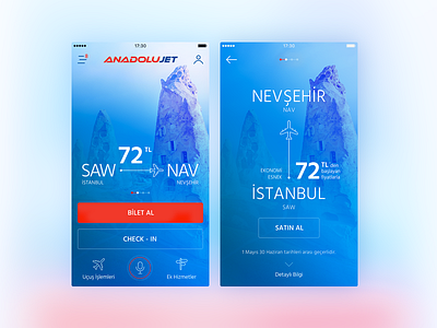 Anadolujet Flight App Main / Promotion Screen airlines anadolujet android app concept design flight ios mobile turkishairlines ui ux