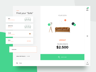 Furnly - Search Progress concept design find flat furniture minimal search selection sofa ui ux website