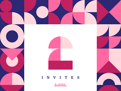 2 Dribbble Invites colored design dribbble flat invitation invite shape