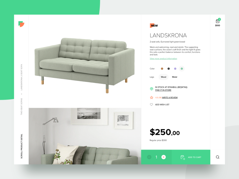 Furnly - Product Detail clean concept design ecommerce flat furniture landing minimal product sofa ui ux website