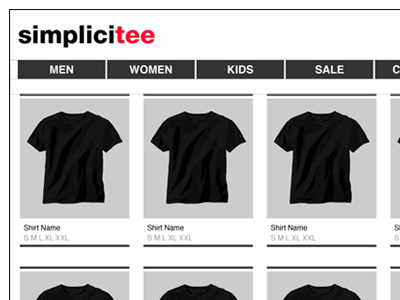 Simplicitee store page layout