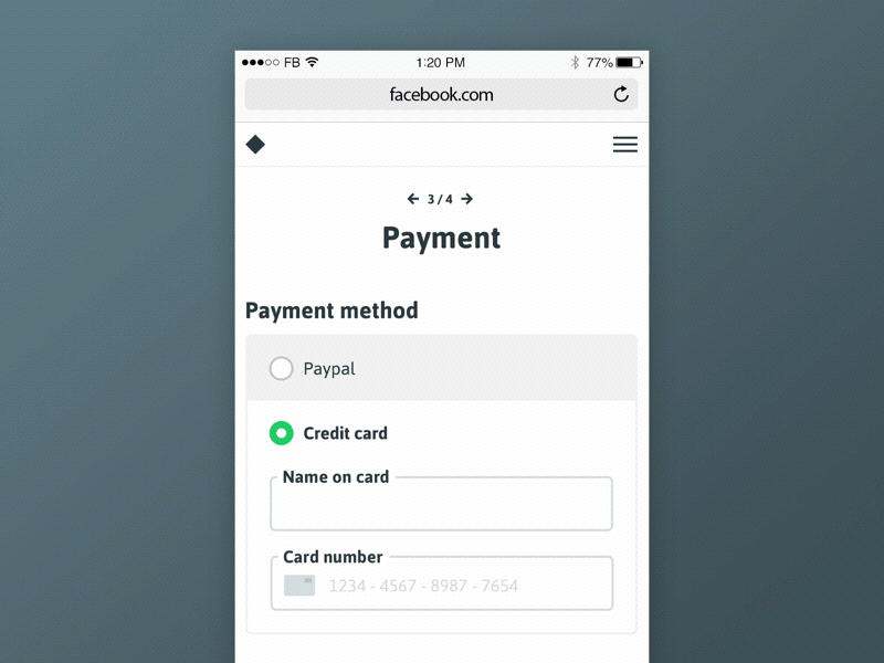 Daily UI 002 - Credit Cart Checkout 002 animation cart checkout credit credit cart daily ui dailyui mobile principle