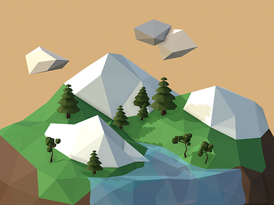 Low Poly Island 3d adobe dimension blender game island low poly low polygon lowpoly map nature render scene sketchfab tree water