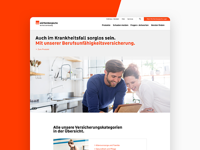 Wüstenrot and Württembergische Relaunch flat health insurance minimal people web