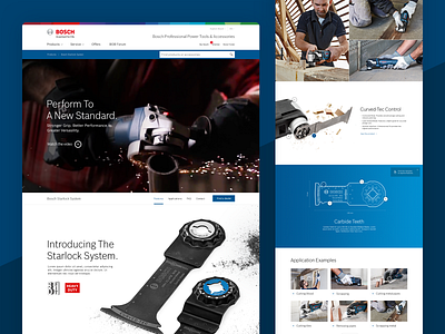 Bosch Professional Landing Page blueprint bosch clean drills flat landing page modern power tools product shot tools video web